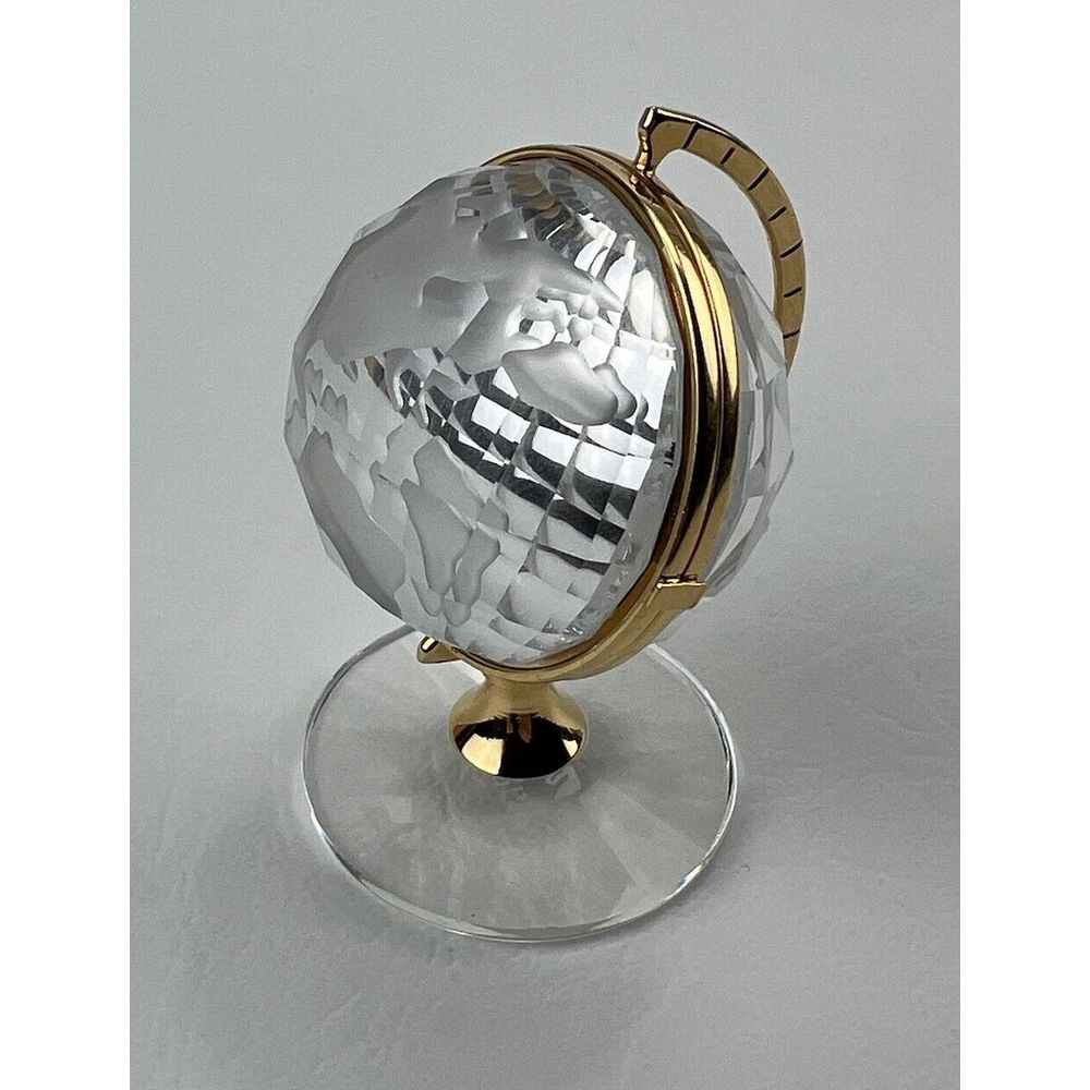 Swarovski Crystal Minature Globe Clock With Snap Closure